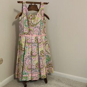 Paisley Print Dress - Pink and Green